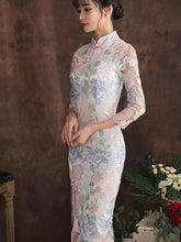 Elegant Lace Cheongsam Midi Dress